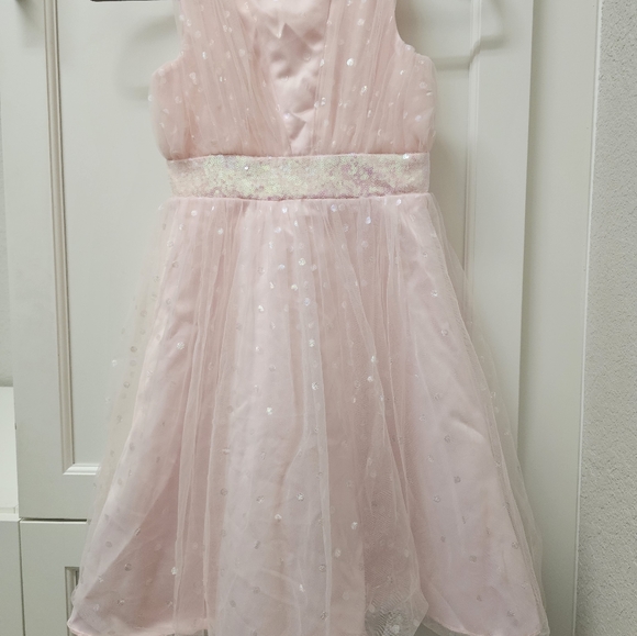 Girls Light pink polkadot sequin dress size 7 - Picture 3 of 4
